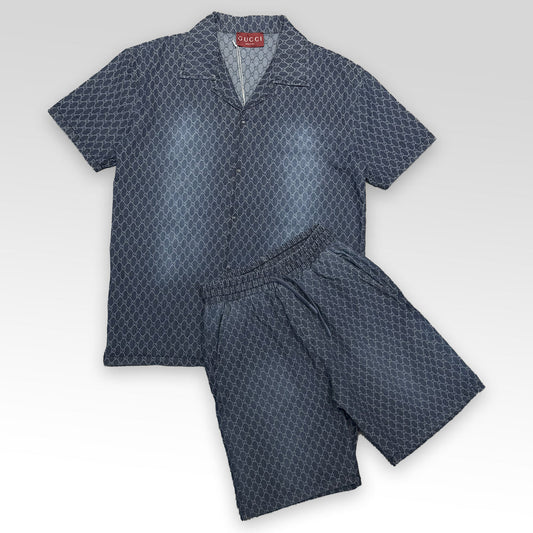 GUCCI GG Denim Shirt&Shorts Set