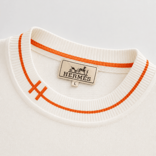 H Logo Cotton Crewneck Knit T-Shirt