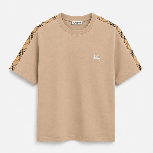 Check Trim Cotton T-shirt- Shorts Set