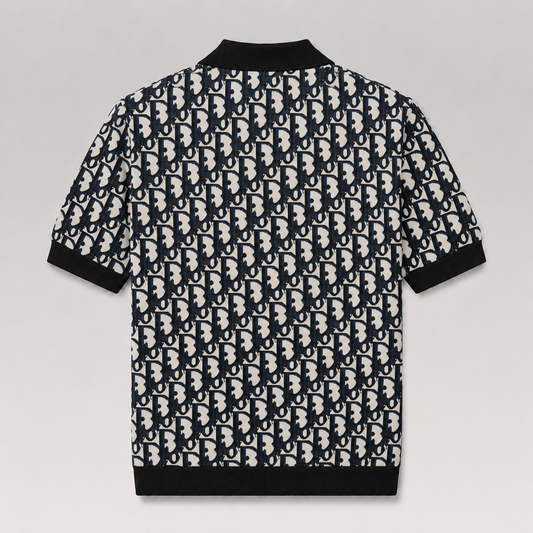 Oblique Jacquard Knit Polo Shirt
