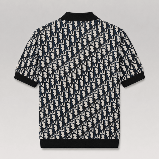 Oblique Jacquard Knit Polo Shirt