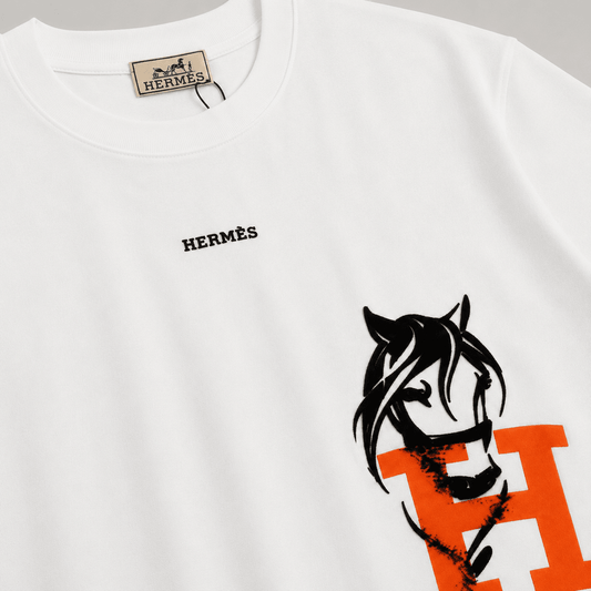 Flocked Horse Logo T-Shirt