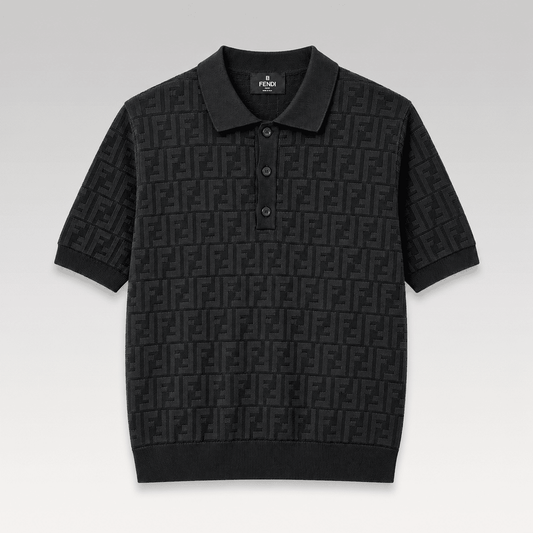 Jacquard Monogram Knit Polo Shirt