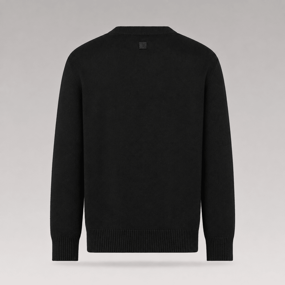 Pointelle Knit Long-Sleeved Crewneck Sweater