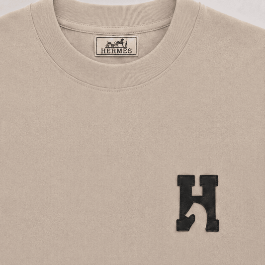 "H Logo" T-shirt With Leather Detail