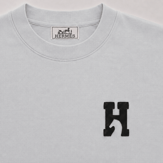 "H Logo" T-shirt With Leather Detail