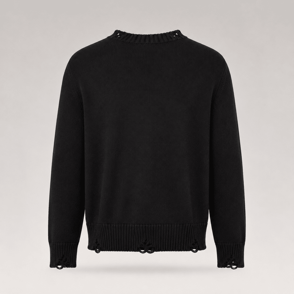 Logo Distressed Knit Sweater