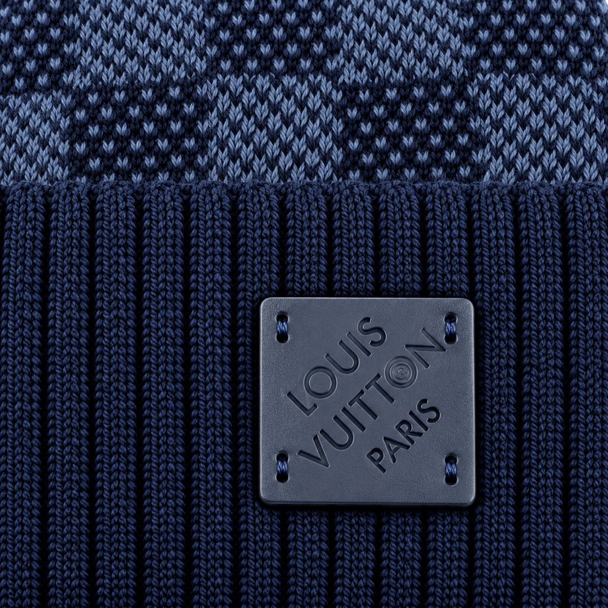 Damier Pattern Logo-Plaque Knit Beanie