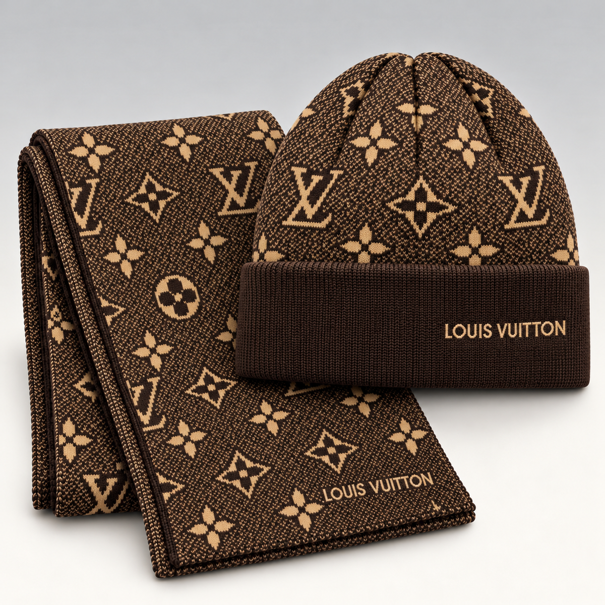 Monogram Knit Beanie & Scarf Set