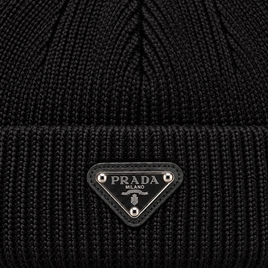 Triangle Logo Ribbed Knit Beanie