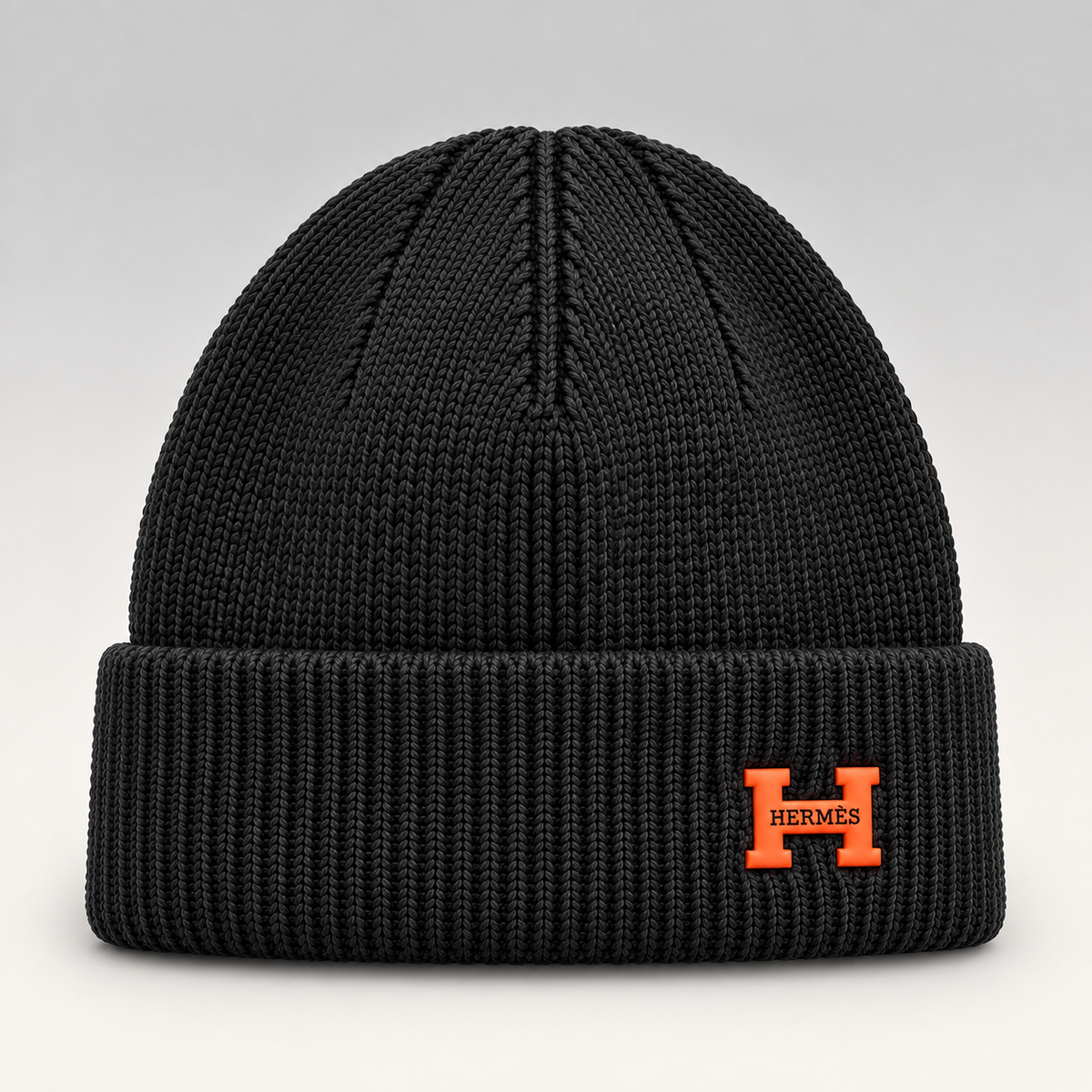 H Logo Ribbed Knit Beanie