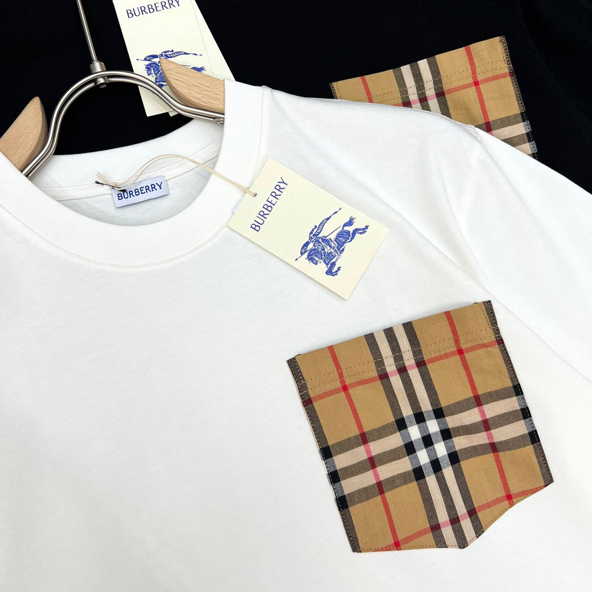 Check Cotton T-shirt with a pocket