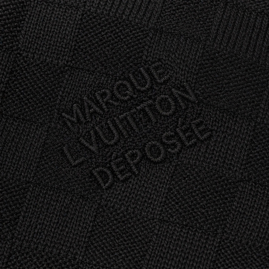 Damier Jaquard Embroidered Logo Knit Polo Shirt