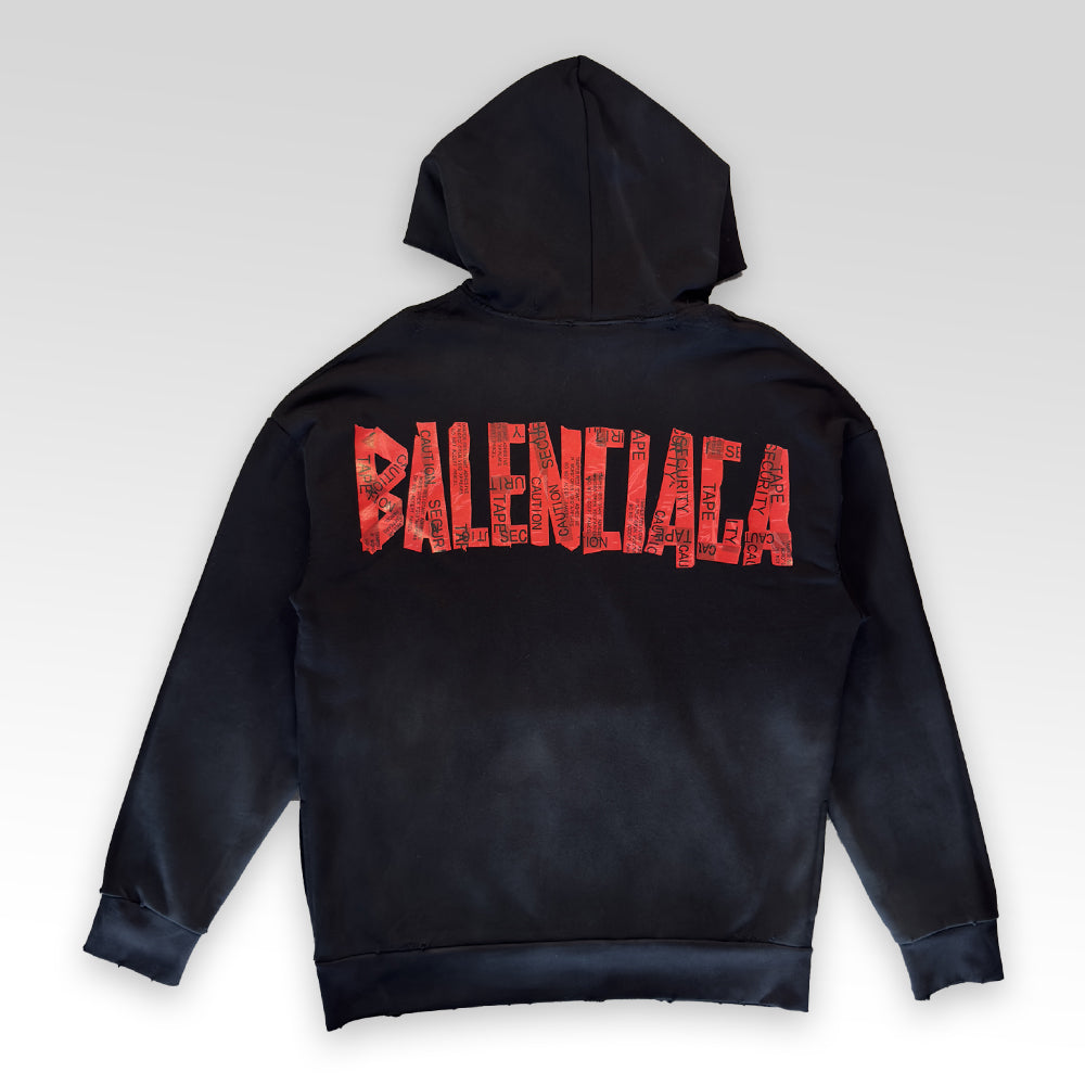 BALENCIAGA Security Tape Type Logo Large Oversized Hoodie