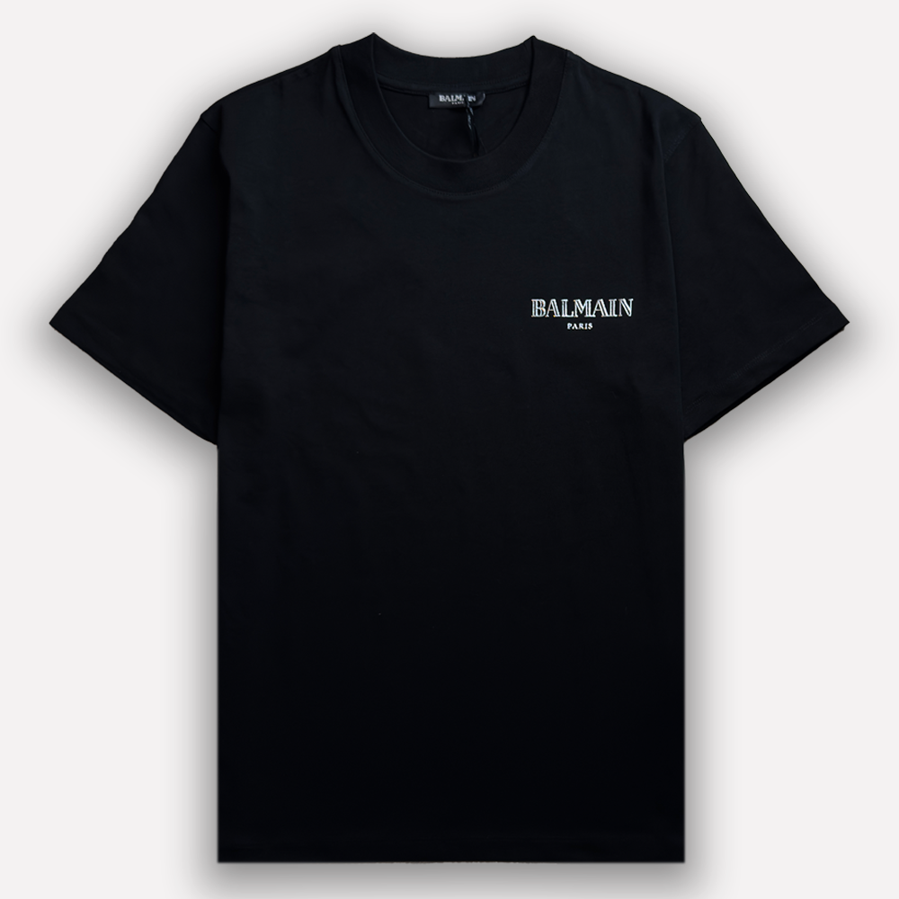 BALMAIN Paris T-Shirt With Silver Logo