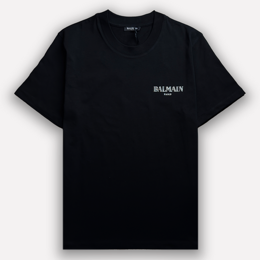 BALMAIN Paris T-Shirt With Silver Logo