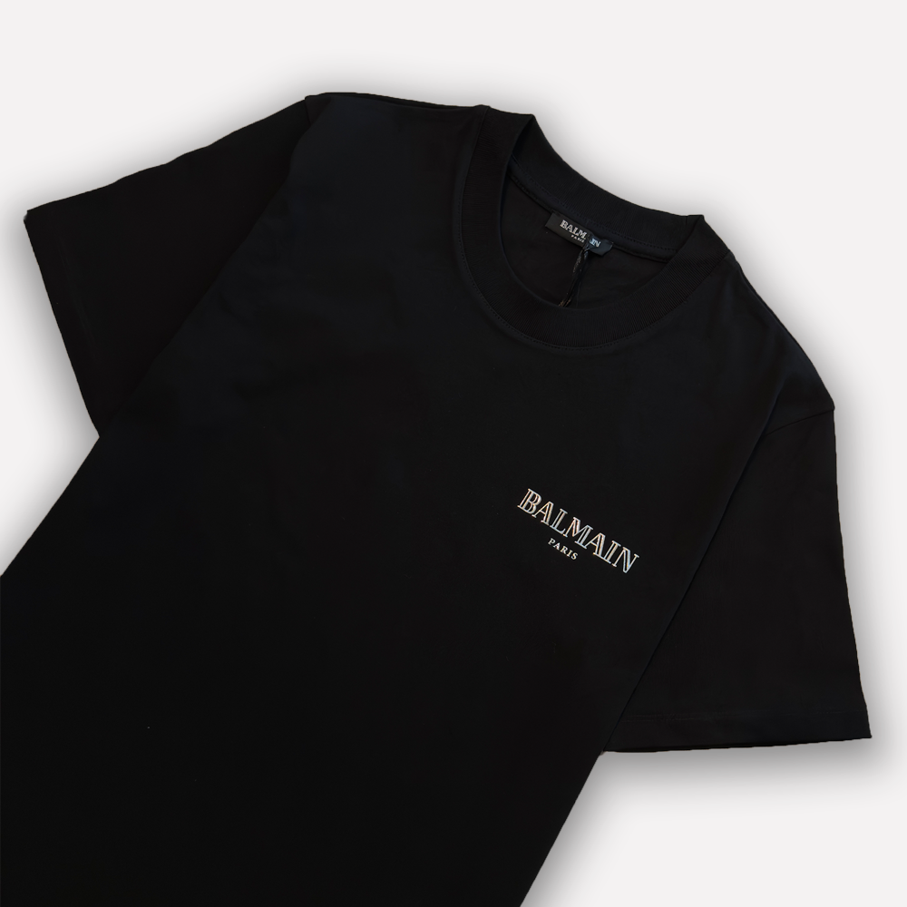 BALMAIN Paris T-Shirt With Silver Logo