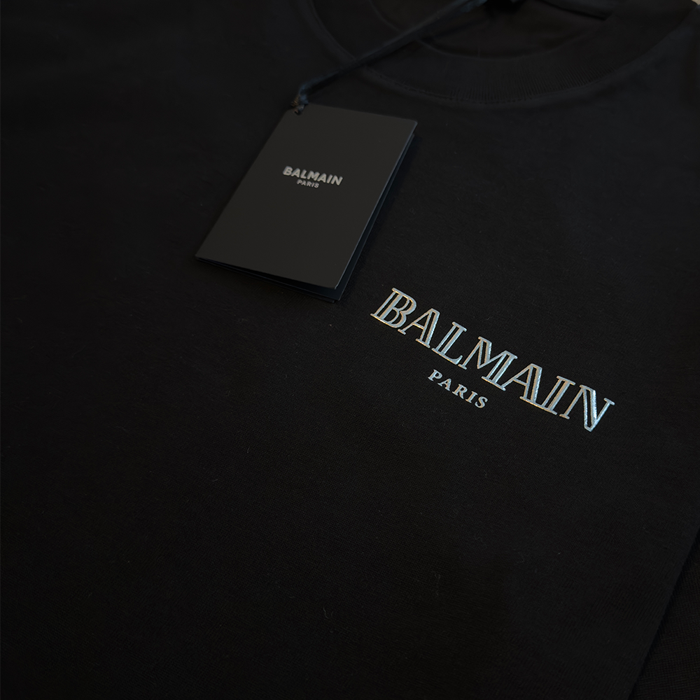 BALMAIN Paris T-Shirt With Silver Logo