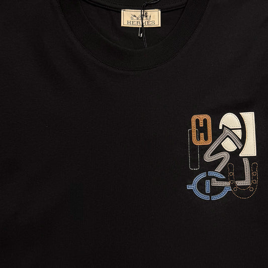 "H Puzzle" T-shirt With Leather Detail
