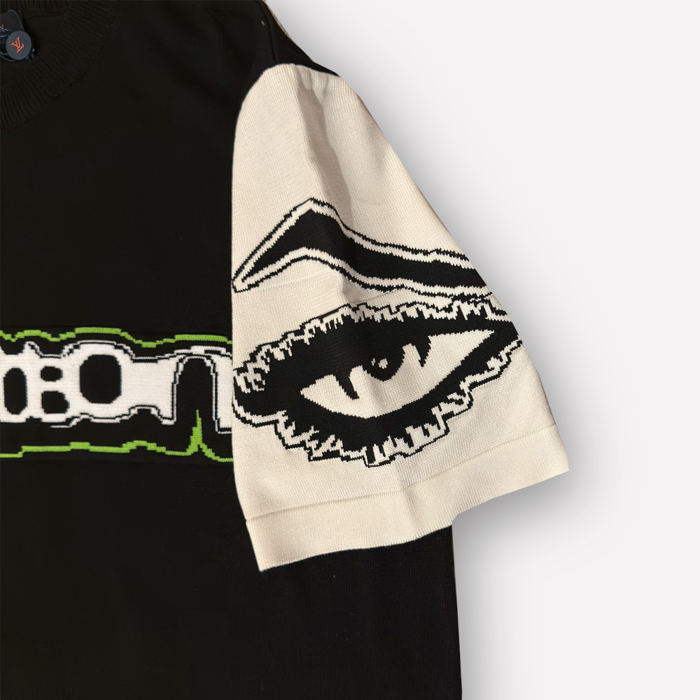 LV Short-Sleeved Cotton Intarsia Crewneck Knitwear