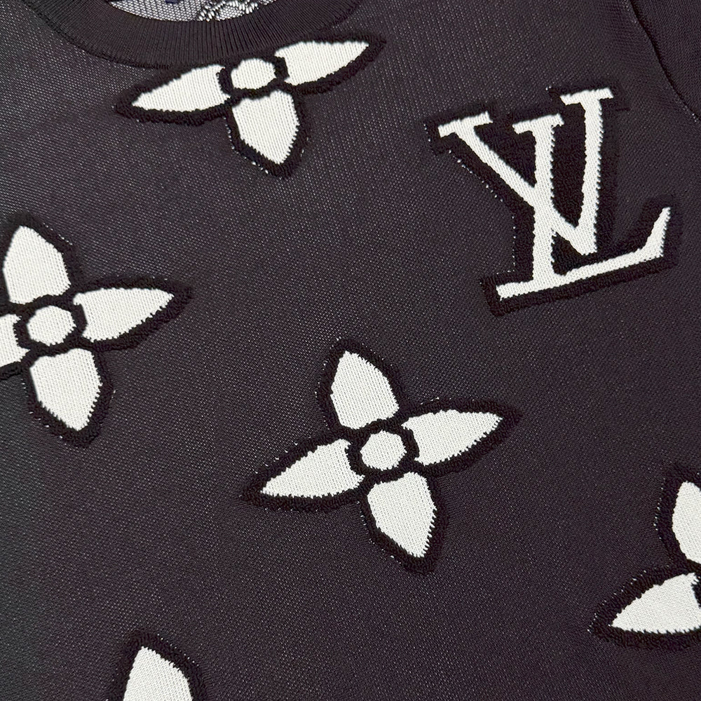 LV Short-Sleeved Cotton Crewneck Knitwear