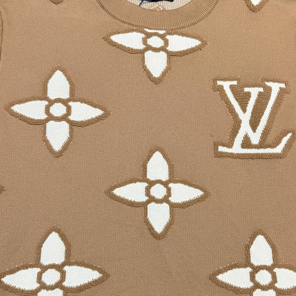 LV Short-Sleeved Cotton Crewneck Knitwear