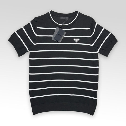 PRADA Metal Triangle Logo  Knit T-shirt