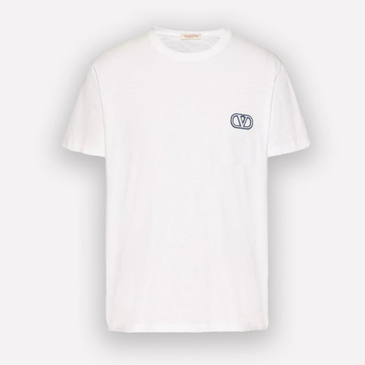 VALENTINO Cotton T-Shirt With V Logo Signature Patch