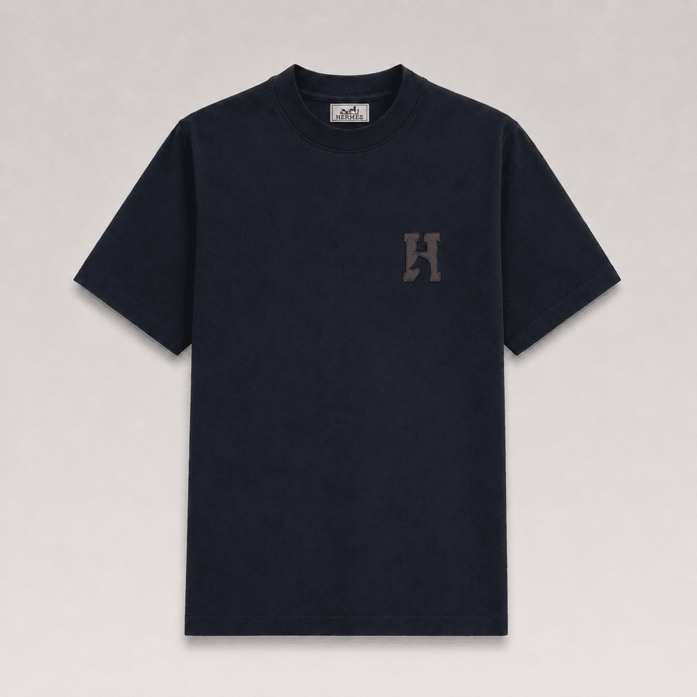 "H Logo" T-shirt With Leather Detail