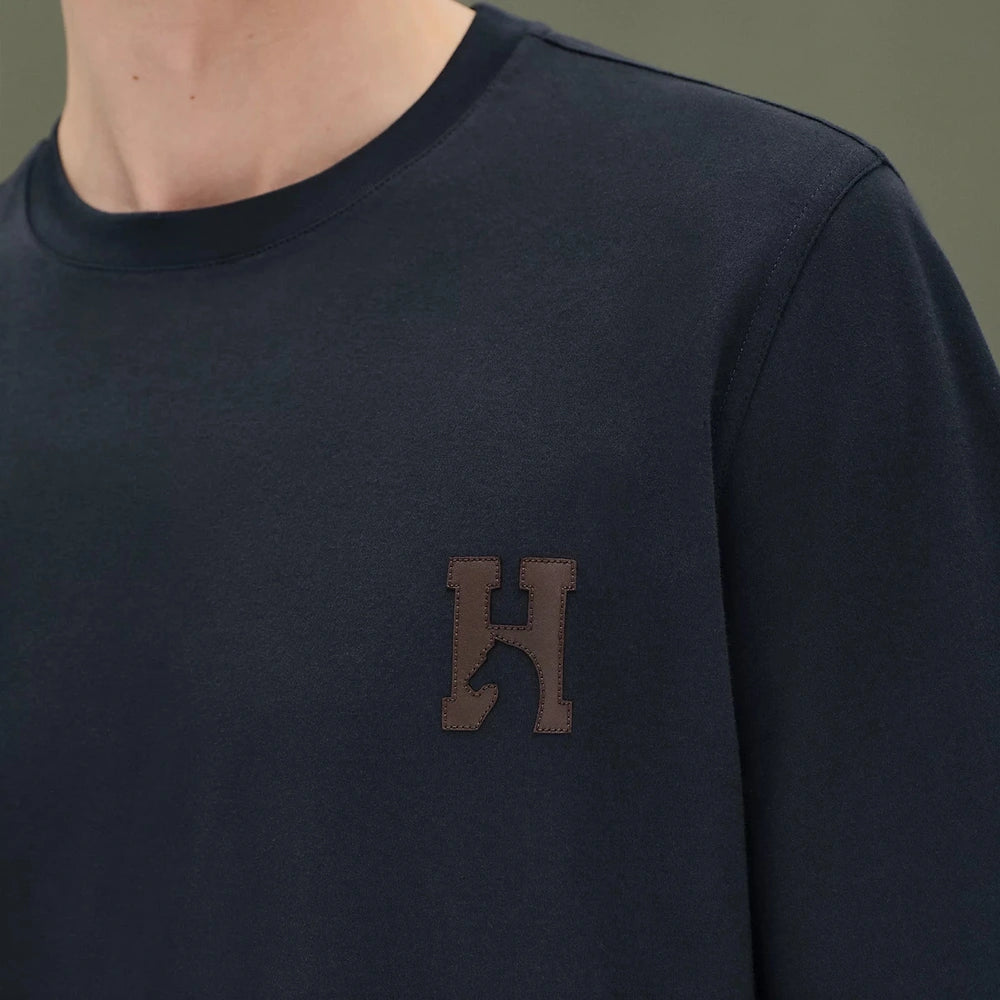 "H Logo" T-shirt With Leather Detail