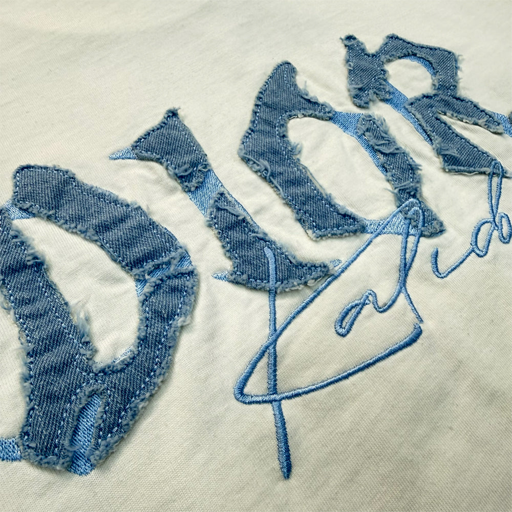 Denim Patch and Embroidered Logo T-Shirt