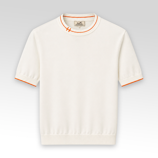 H Logo Cotton Crewneck Knit T-Shirt