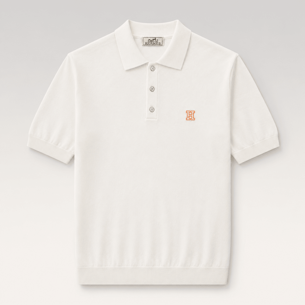 H Logo Cotton Knit Polo Shirt