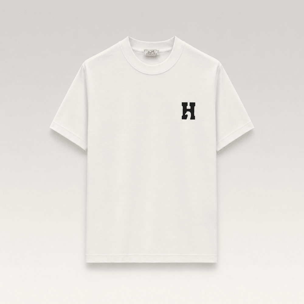 "H Logo" T-shirt With Leather Detail