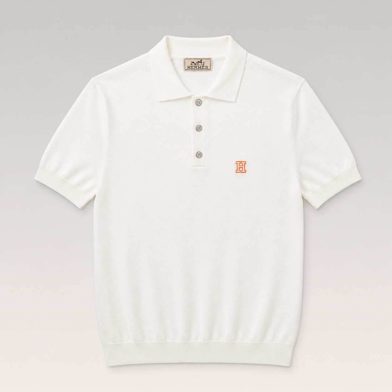 H Logo Cotton Knit Polo Shirt