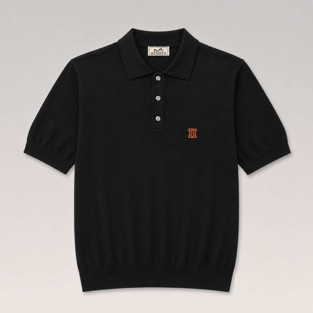 H Logo Cotton Knit Polo Shirt