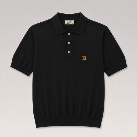 H Logo Cotton Knit Polo Shirt