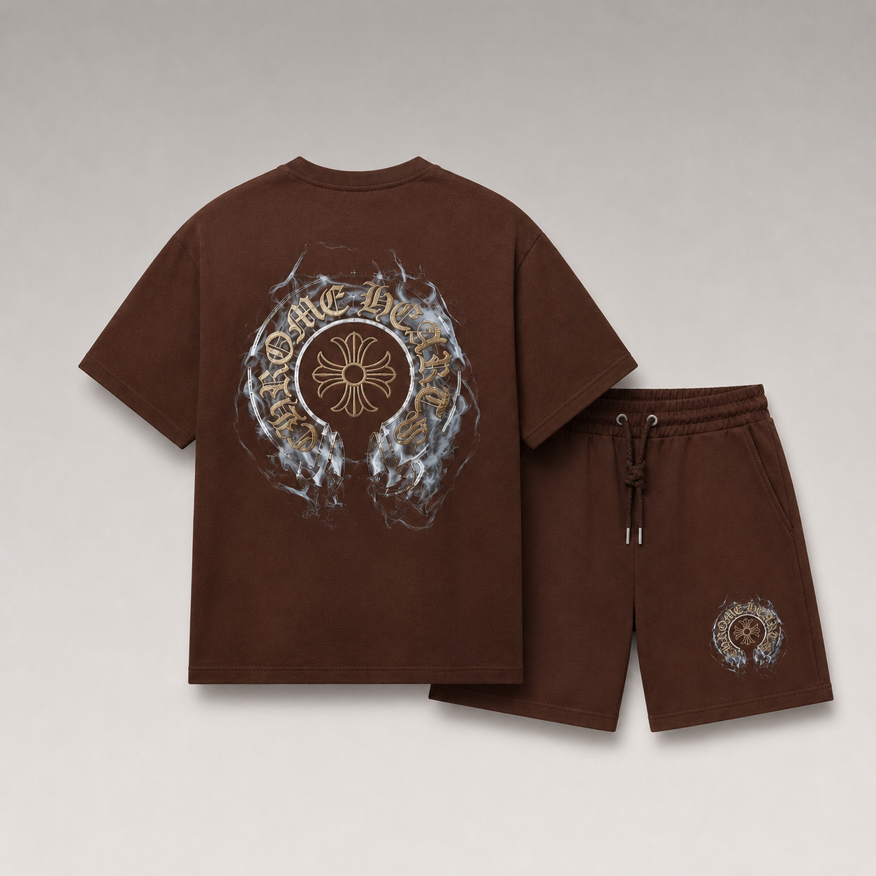 Embroidered Signature T-Shirt&Shorts Set