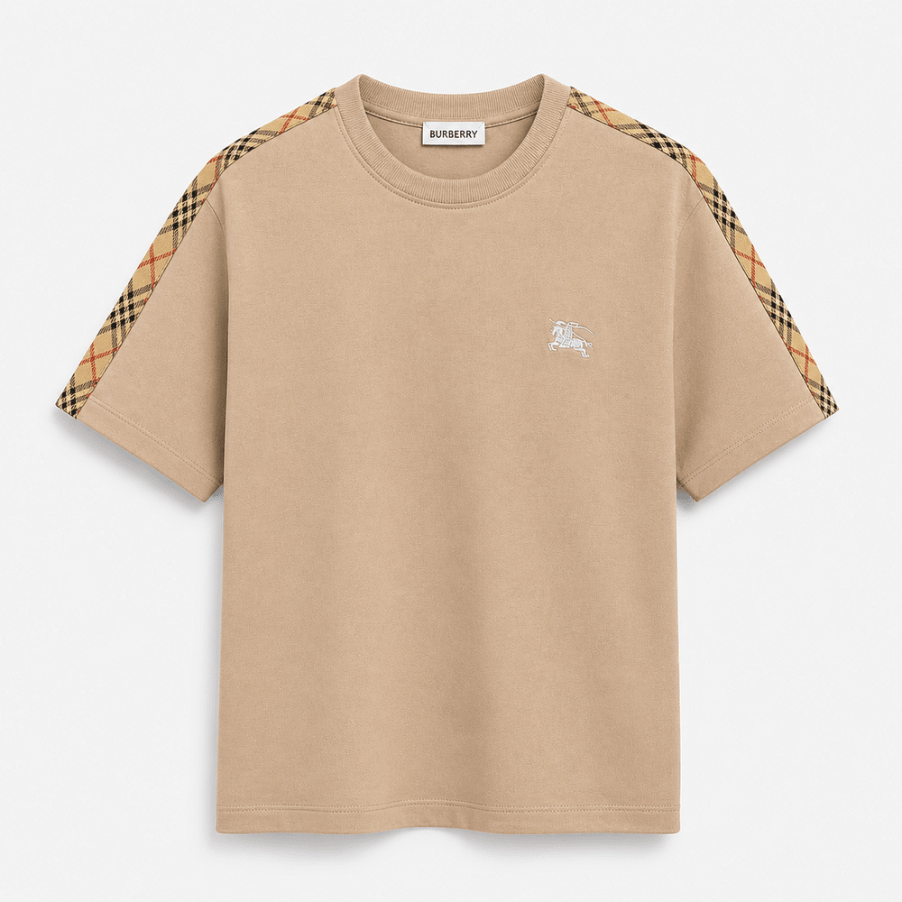 Check Trim Cotton T-shirt- Shorts Set