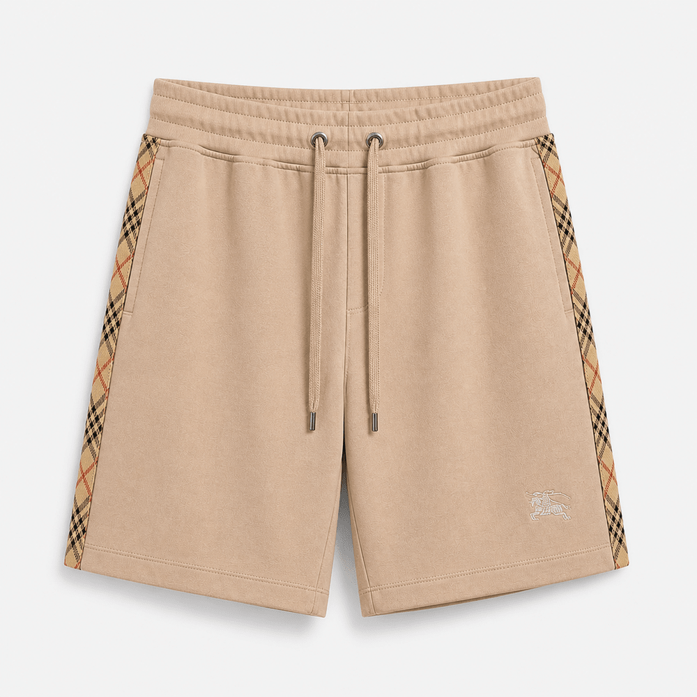 Check Trim Cotton T-shirt- Shorts Set
