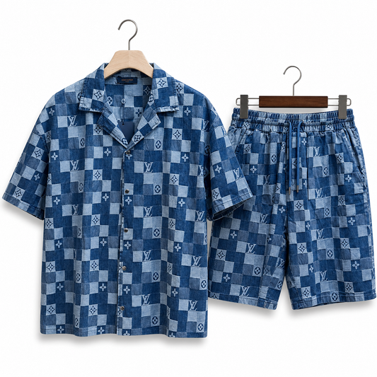Denim Shirt&Shorts Set