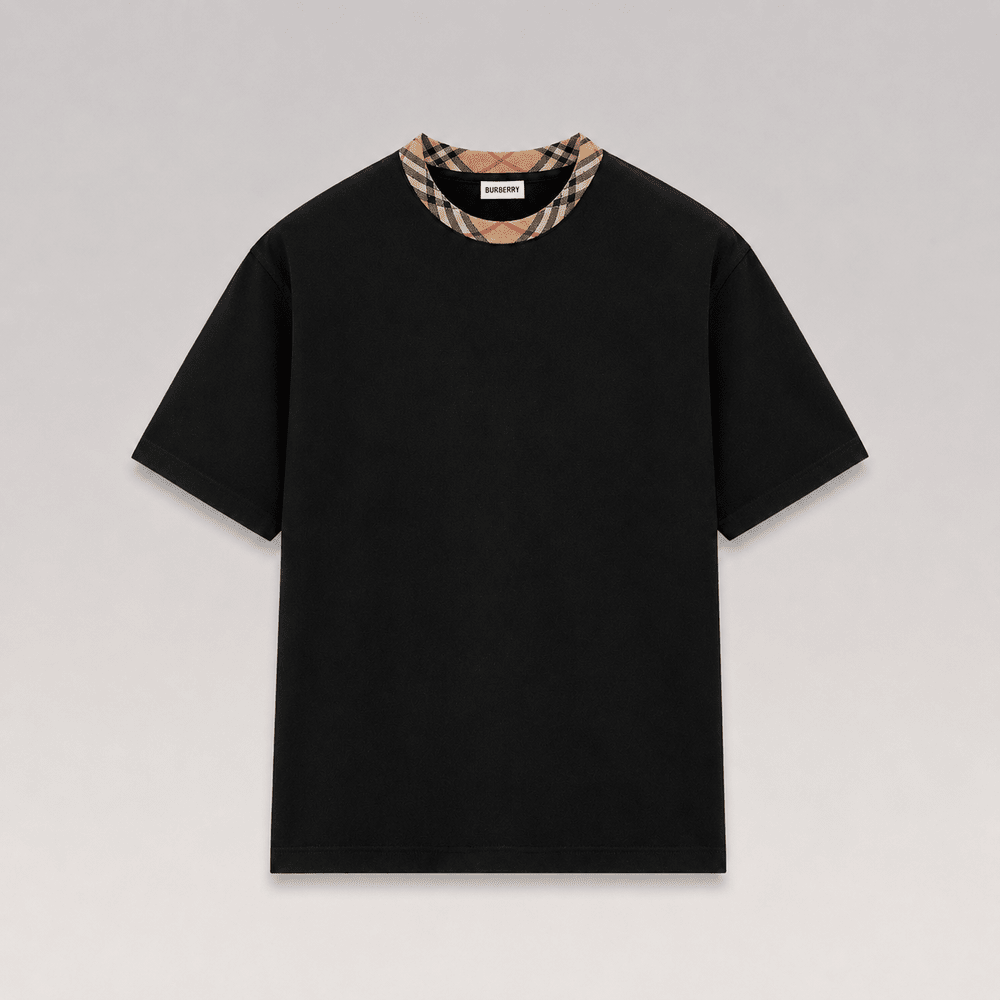 Check Trim Cotton T-shirt