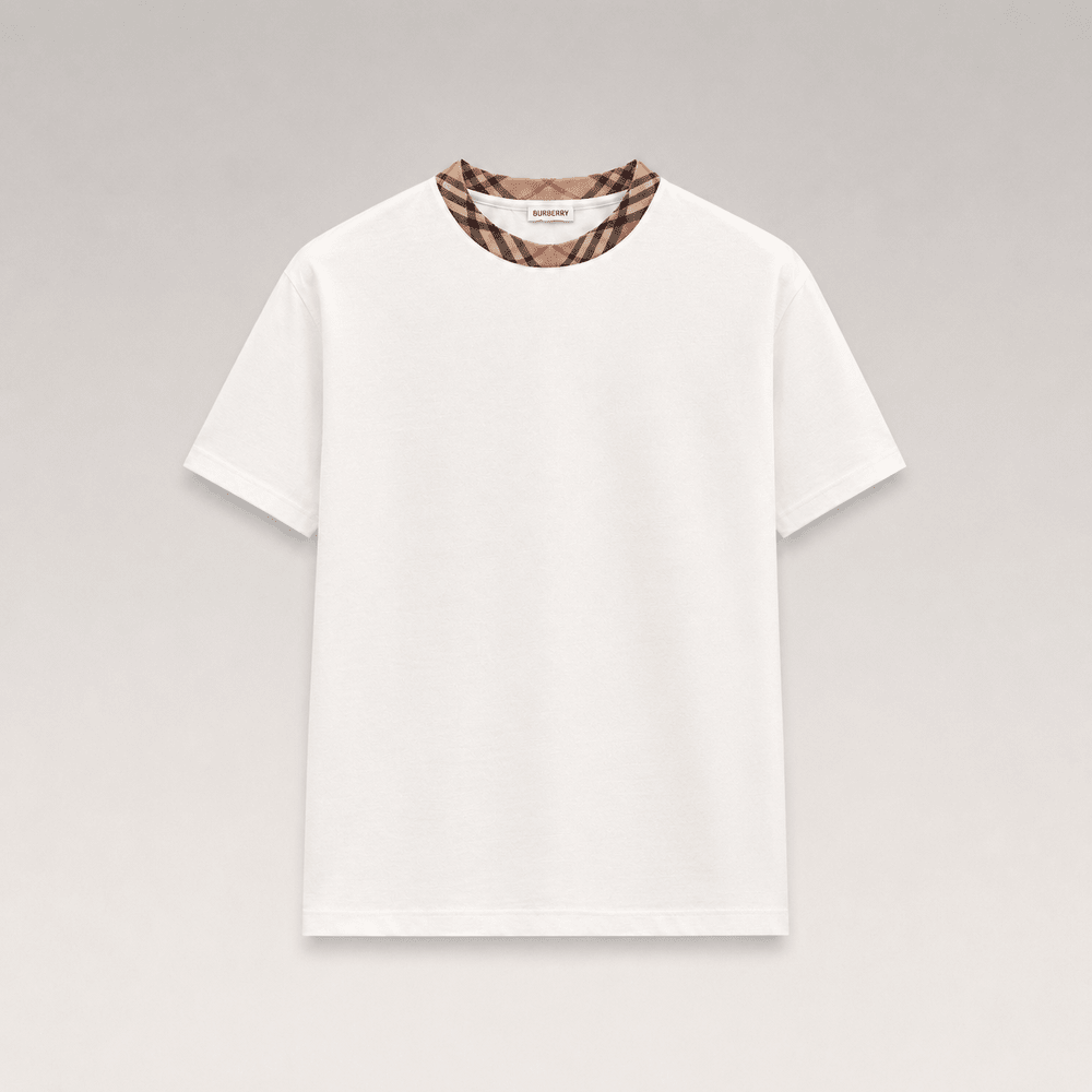 Check Trim Cotton T-shirt