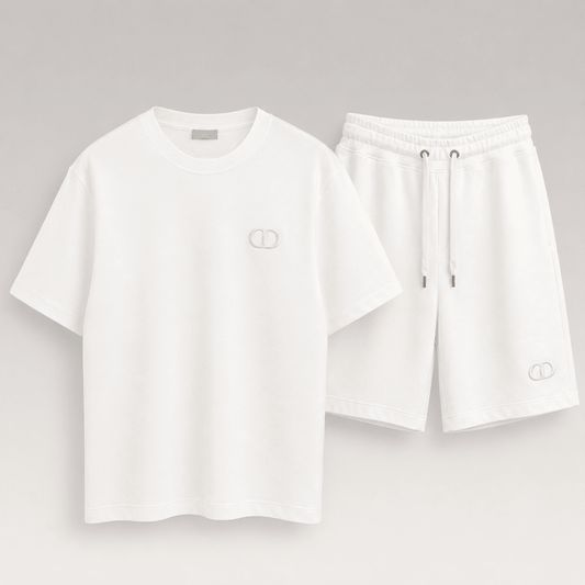 Embroidered CD Logo T-shirt Shorts Set