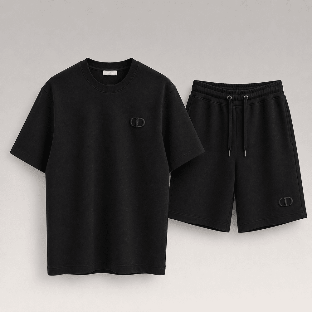 Embroidered CD Logo T-shirt Shorts Set