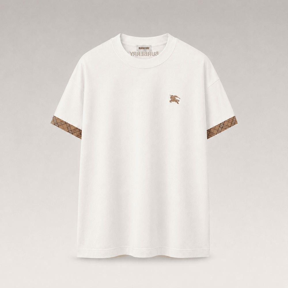Check Trim Cotton T-shirt