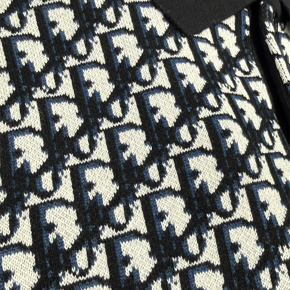 Oblique Jacquard Knit Polo Shirt
