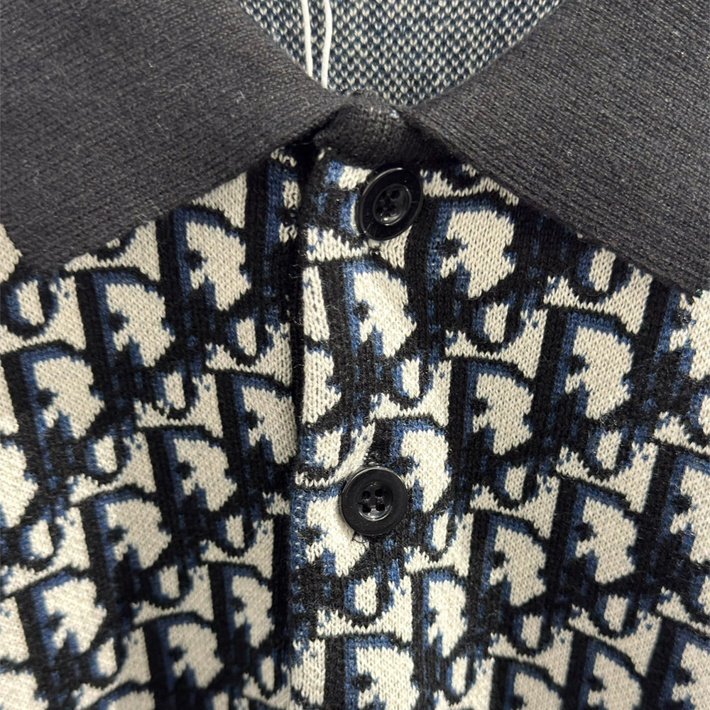 Oblique Jacquard Knit Polo Shirt