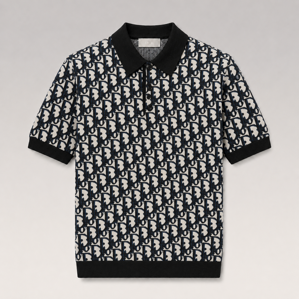 Oblique Jacquard Knit Polo Shirt