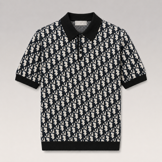 Oblique Jacquard Knit Polo Shirt